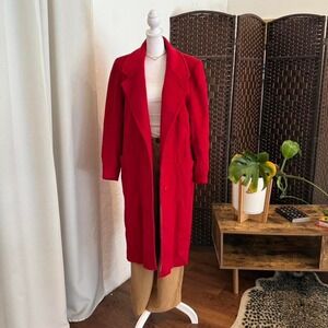 Fashion's by Jill Vintage Cherry Red 100% Wool Coat Women's Preppy Old Money